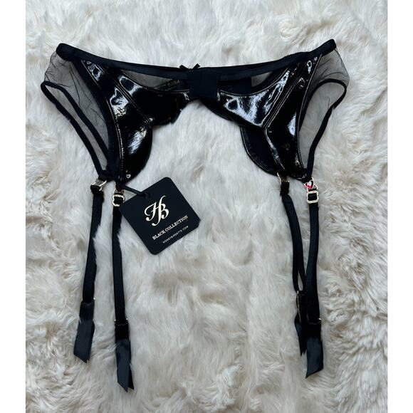 Honey Birdette ELLA🖤 Faux Leather Shine FULL 3 Piece Set 32DDD Bra, S, XS Thong - Picture 7 of 11